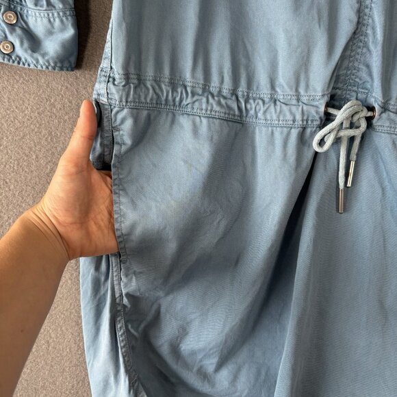 G-star Raw Denim Shirt Dress Relaxed Drawcord Pockets Small Boho Cottagecore Y2K - Picture 6 of 16